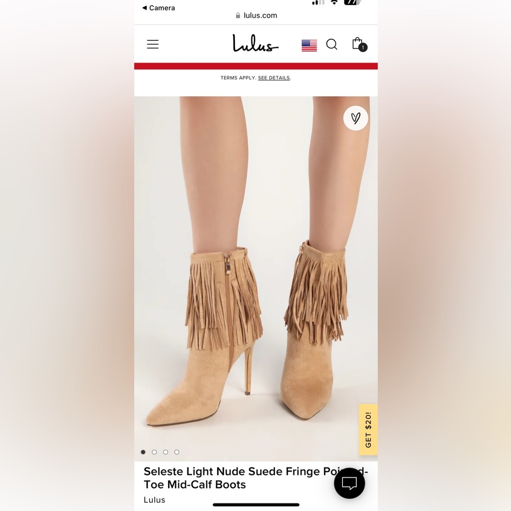 Seleste Light Nude Suede Fringe Pointed-Toe Mid-Calf Boots